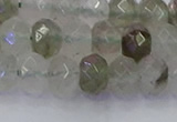 CRB1813 15.5 inches 5*8mm faceted rondelle green rutilated quartz beads