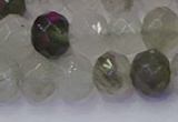 CRB1814 15.5 inches 6*10mm faceted rondelle green rutilated quartz beads