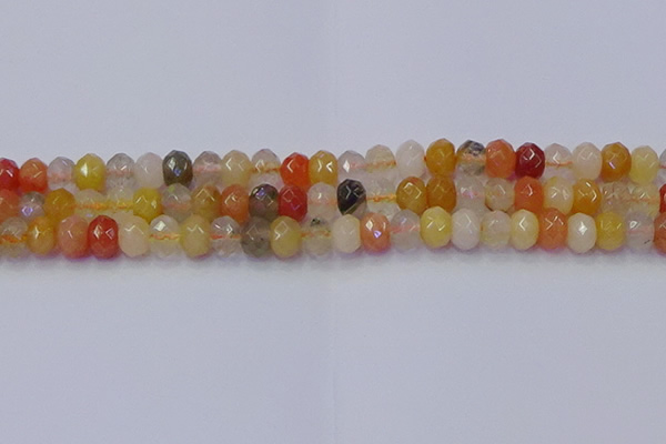 CRB1821 15.5 inches 5*8mm faceted rondelle mixed rutilated quartz beads