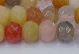 CRB1822 15.5 inches 6*10mm faceted rondelle mixed rutilated quartz beads