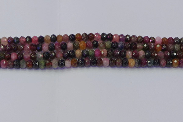 CRB1832 15.5 inches 4*6mm faceted rondelle tourmaline beads