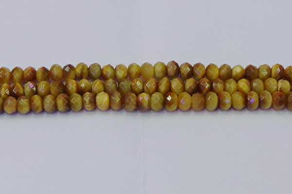 CRB1838 15.5 inches 6*10mm faceted rondelle golden tiger eye beads