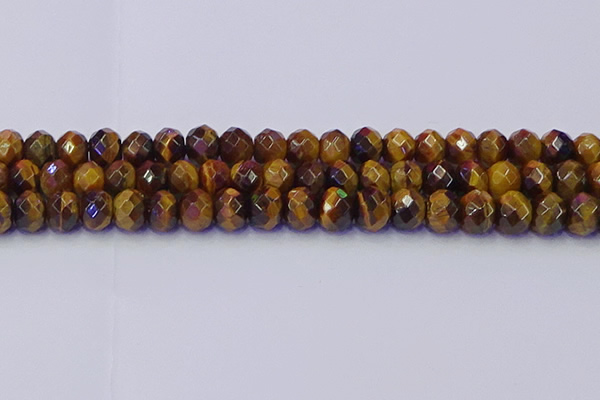 CRB1842 15.5 inches 6*10mm faceted rondelle yellow tiger eye beads