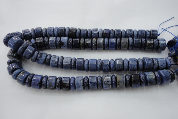 CRB187 15.5 inches 6*16mm – 10*16mm rondelle blue dumortierite beads