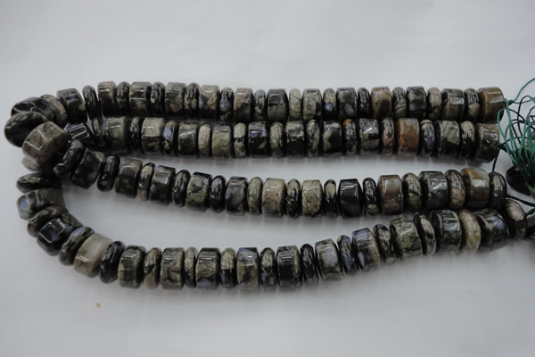 CRB190 15.5 inches 6*16mm – 10*16mm rondelle grey opal gemstone beads