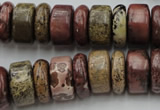 CRB191 15.5 inches 6*16mm – 10*16mm rondelle red artistic jasper beads