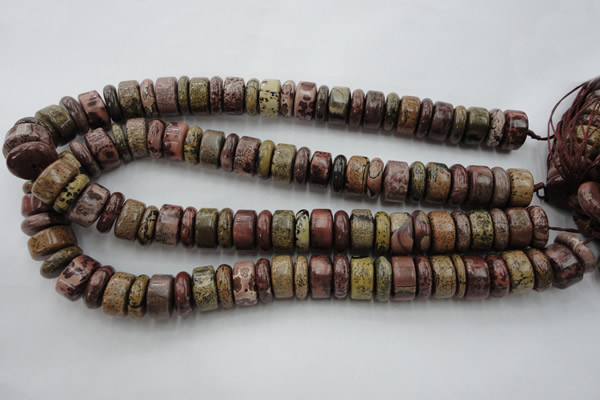 CRB191 15.5 inches 6*16mm – 10*16mm rondelle red artistic jasper beads