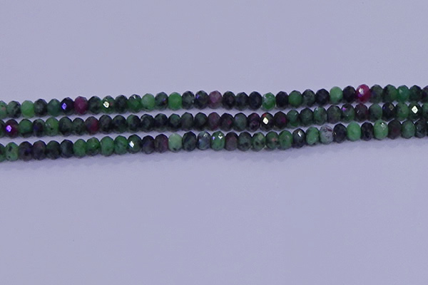 CRB1925 15.5 inches 2.5*4mm faceted rondelle ruby zoisite beads