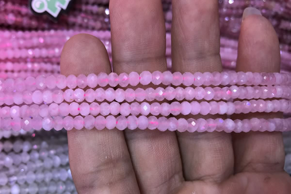 CRB1940 15.5 inches 2.5*4mm faceted rondelle rose quartz beads