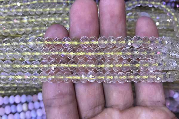 CRB1946 15.5 inches 4*6mm faceted rondelle lemon quartz beads