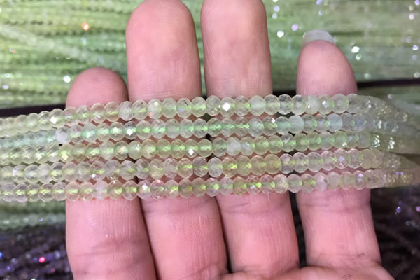 CRB1952 15.5 inches 3*4mm faceted rondelle prehnite gemstone beads