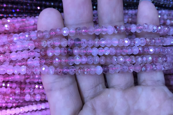 CRB1955 15.5 inches 3.5*5mm faceted rondelle strawberry quartz beads