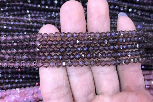 CRB1957 15.5 inches 3*4mm faceted rondelle smoky quartz beads