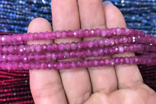 CRB1973 15.5 inches 3*5mm faceted rondelle pink tourmaline beads