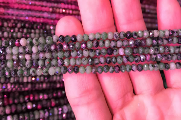 CRB1975 15.5 inches 3*4mm faceted rondelle ruby zoisite beads