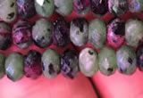 CRB1976 15.5 inches 4*6mm faceted rondelle ruby zoisite beads