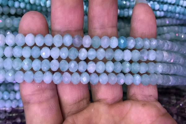 CRB1987 15.5 inches 4*6mm faceted rondelle amazonite gemstone beads