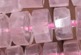 CRB2006 15.5 inches 9mm - 10mm faceted tyre rose quartz beads