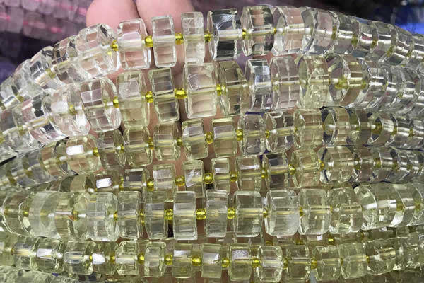 CRB2030 15.5 inches 7mm - 8mm faceted tyre lemon quartz beads