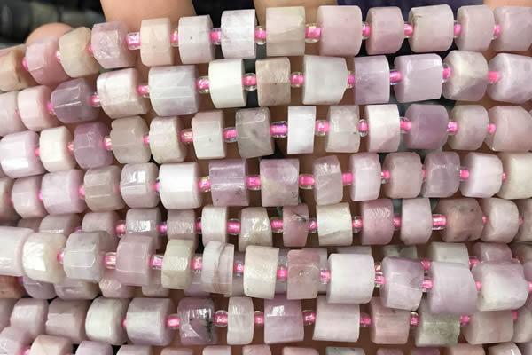 CRB2067 15.5 inches 11mm - 12mm faceted tyre kunzite gemstone beads