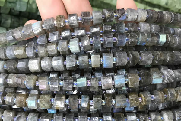 CRB2130 15.5 inches 7mm - 8mm faceted tyre labradorite gemstone beads