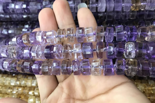 CRB2155 15.5 inches 7mm - 8mm faceted tyre ametrine beads