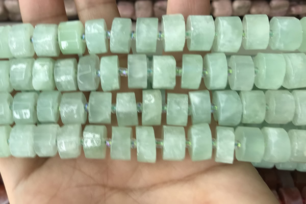 CRB2167 15.5 inches 12mm - 13mm faceted tyre light prehnite beads