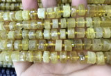 CRB2170 15.5 inches 8mm - 9mm faceted tyre yellow opal beads