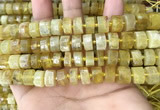 CRB2171 15.5 inches 11mm - 12mm faceted tyre yellow opal beads