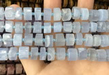 CRB2186 15.5 inches 9mm - 10mm faceted tyre blue chalcedony beads