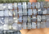 CRB2189 15.5 inches 12mm - 13mm faceted tyre blue chalcedony beads