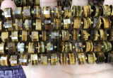 CRB2198 15.5 inches 11mm - 12mm faceted tyre yellow tiger eye beads