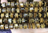 CRB2199 15.5 inches 12mm - 13mm faceted tyre yellow tiger eye beads