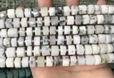 CRB2206 15.5 inches 8mm - 9mm faceted tyre white opal beads