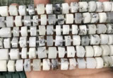 CRB2207 15.5 inches 10mm - 11mm faceted tyre white opal beads