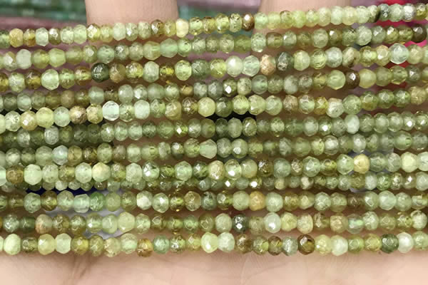 CRB2238 15.5 inches 2*3mm faceted rondelle green garnet beads