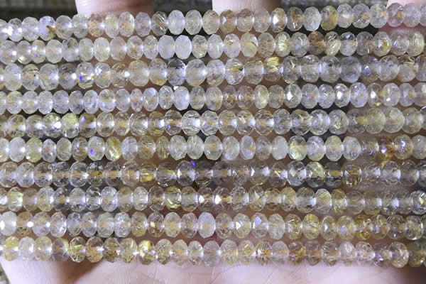 CRB2264 15.5 inches 3*5mm faceted rondelle golden rutilated quartz beads