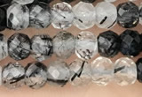 CRB2266 15.5 inches 3*4mm faceted rondelle black rutilated quartz beads