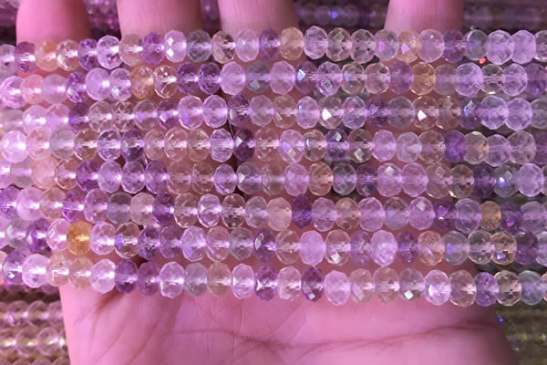 CRB2281 15.5 inches 4*6mm faceted rondelle mixed quartz beads