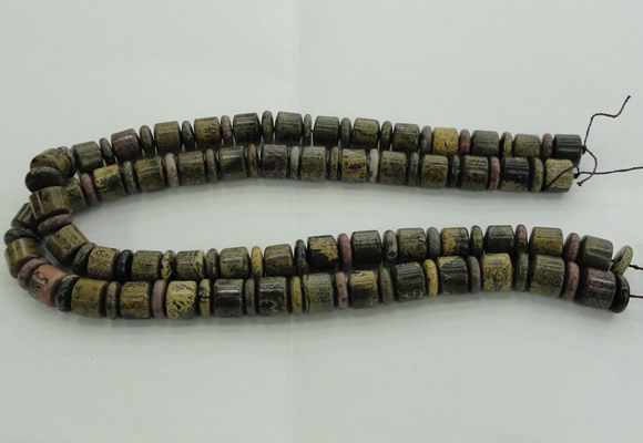 CRB250 15.5 inches 5*12mm - 10*12mm rondelle yellow artistic jasper beads