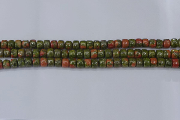 CRB2507 15.5 inches 6*8mm rondelle unakite gemstone beads