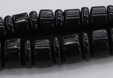 CRB254 15.5 inches 5*14mm - 10*14mm rondelle black agate beads