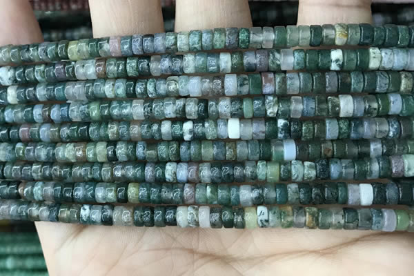 CRB2559 15.5 inches 2*4mm heishi moss agate beads wholesale