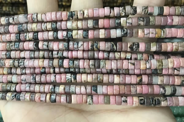 CRB2572 15.5 inches 2*4mm heishi rhodonite beads wholesale