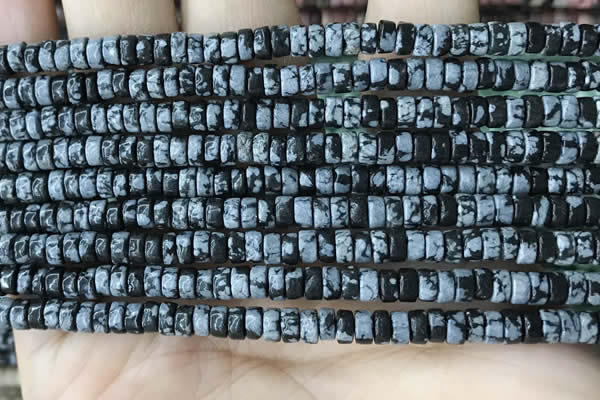 CRB2575 15.5 inches 2*4mm heishi snowflake obsidian beads wholesale