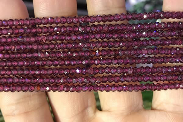 CRB2600 15.5 inches 2*3mm faceted rondelle red garnet beads