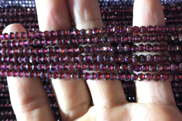 CRB2601 15.5 inches 2*3mm faceted rondelle red garnet beads