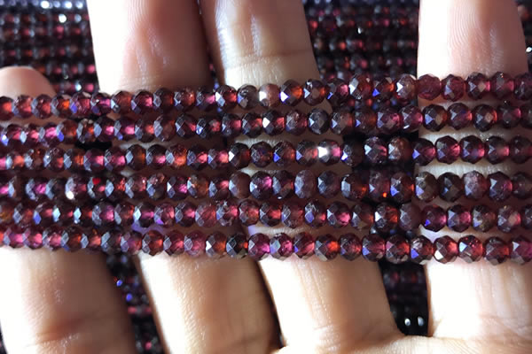 CRB2602 15.5 inches 3*4mm faceted rondelle red garnet beads