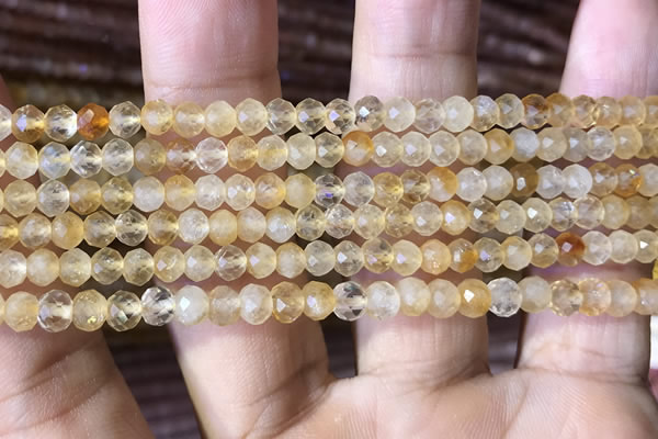 CRB2632 15.5 inches 3*4mm faceted rondelle citrine gemstone beads