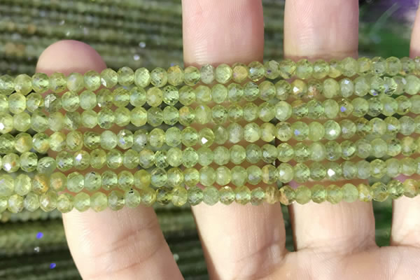 CRB2636 15.5 inches 3*4mm faceted rondelle peridot gemstone beads